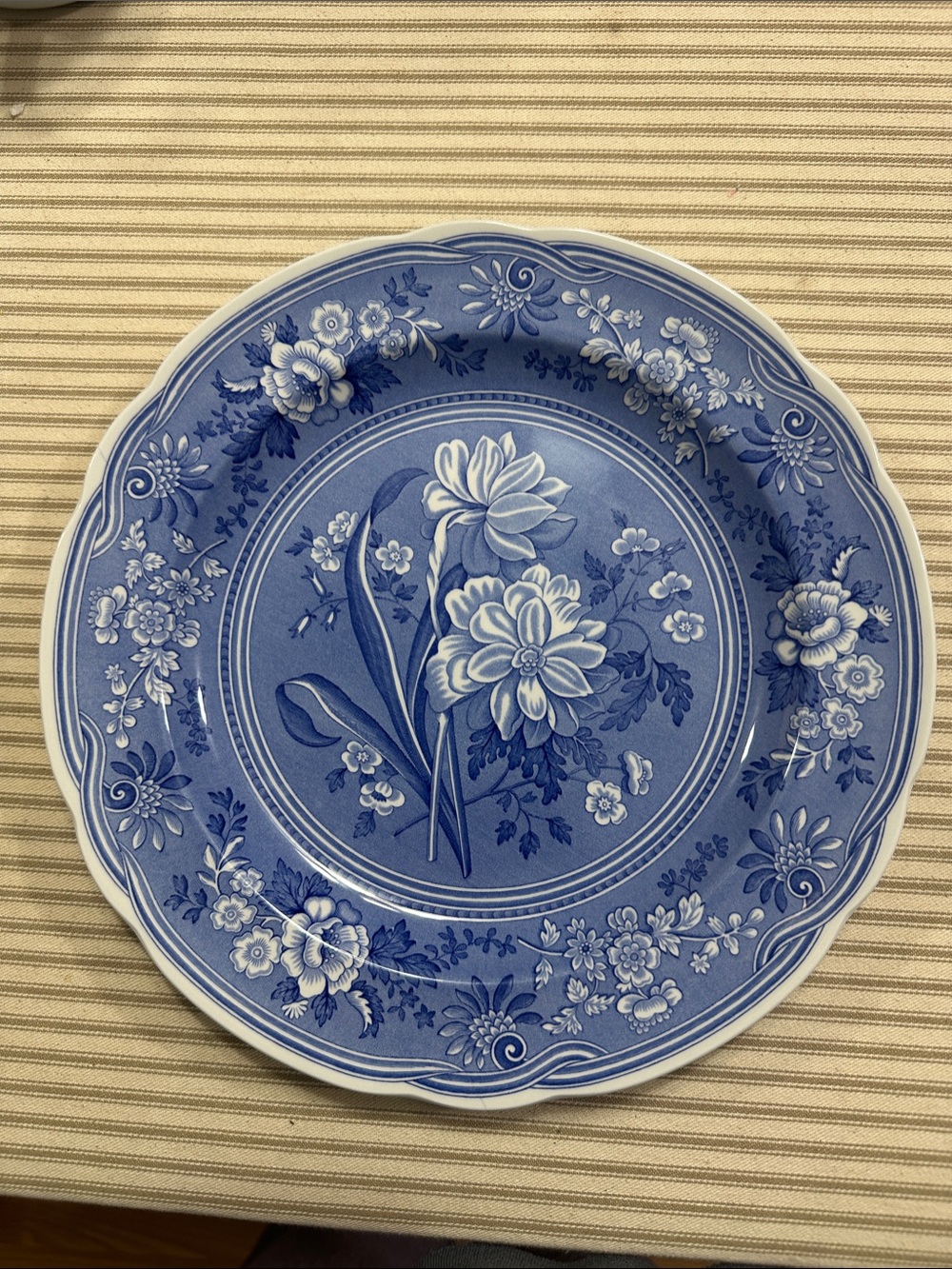 Spode Blue Floral Transferware Dinner Plate